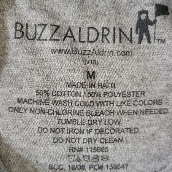 Buzz Aldrin Boy's Gray Crewneck Short Sleeve NASA Graphic T-Shirt - Picture 2 of 10